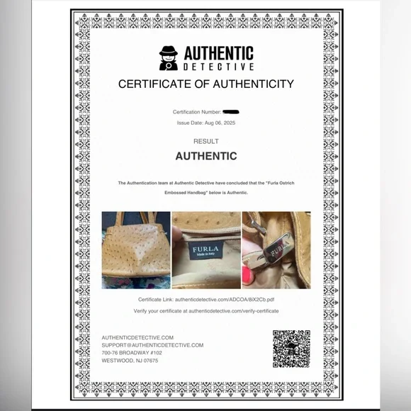 Furla Vintage Ostrich Embossed Leather Two Way Bag (EUC) and Dustbag - Picture 6 of 16